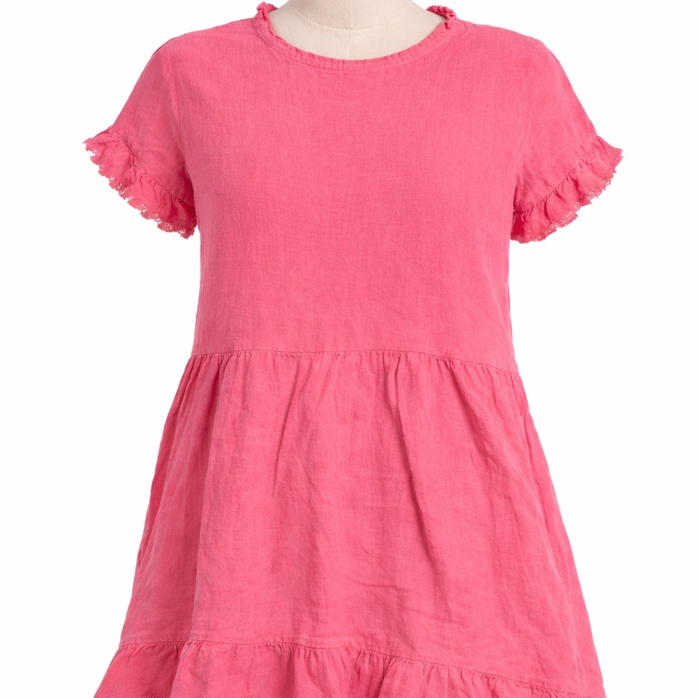 White Birch Pink Midi Dress with Ruffled Sleeves